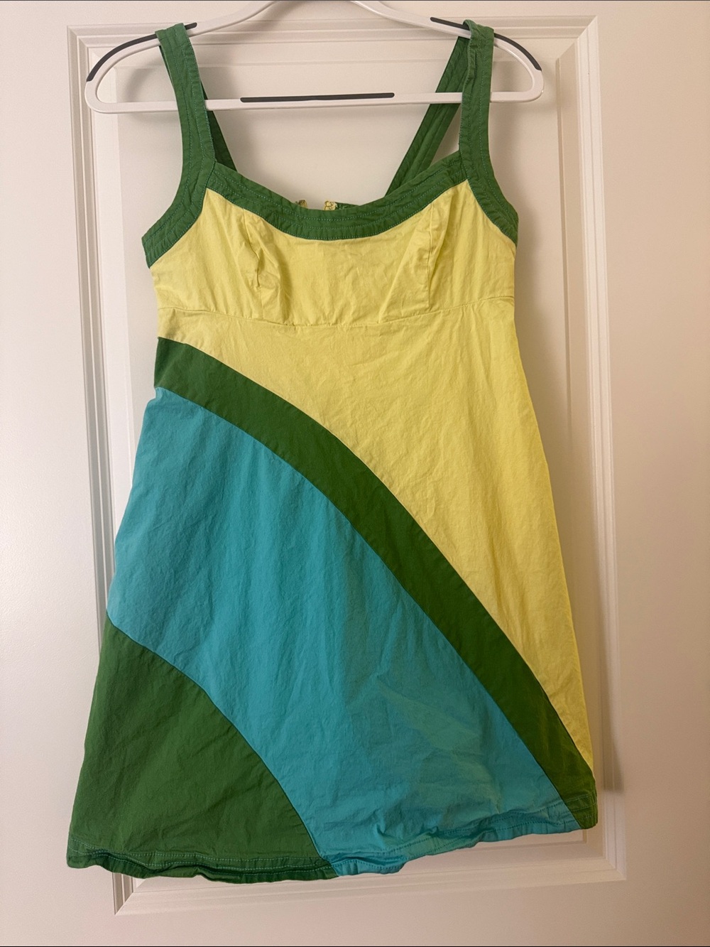 Anthropologie Maeve women’s S Colorblock Green, Blue, & Yellow Summer Dress
